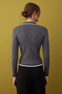 TRENDYOLMİLLA Gray-Black 2 Sets Basic Short/Crop 2 Sets Paketl Knitwear Bodysuit Cardigan-Sweater - Image 7