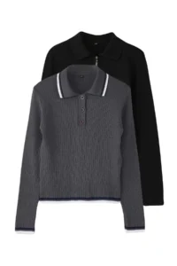 TRENDYOLMİLLA Gray-Black 2 Sets Basic Short/Crop 2 Sets Paketl Knitwear Bodysuit Cardigan-Sweater - Image 8