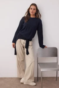 TRENDYOLMİLLA More Sustainable NAVY BLUE Cotton Knitwear Sweater - Image 2