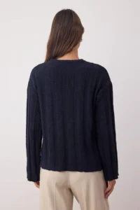 TRENDYOLMİLLA More Sustainable NAVY BLUE Cotton Knitwear Sweater - Image 4