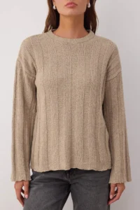 TRENDYOLMİLLA More Sustainable Stone Cotton Knitwear Sweater - Image 3