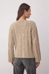 TRENDYOLMİLLA More Sustainable Stone Cotton Knitwear Sweater - Image 4