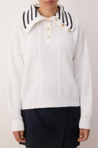 TRENDYOLMİLLA Ecru Hair Braided Wide Pattern Turndown collar Knitwear Sweater - Image 3