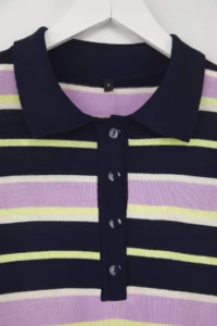TRENDYOLMİLLA NAVY BLUE Polo Shirt Collar Striped Knitwear Sweater - Image 6