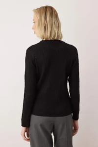TRENDYOLMİLLA Black At Embroidered Hair Knitting Thin Knitwear Sweater - Image 4