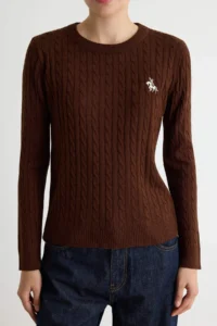 TRENDYOLMİLLA Brown At Embroidered Hair Knitting Thin Knitwear Sweater - Image 3