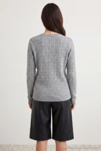 TRENDYOLMİLLA Gray At Embroidered Hair Knitting Thin Knitwear Sweater - Image 4