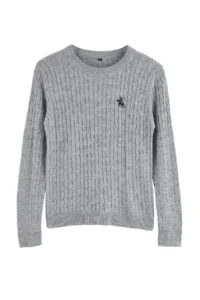 TRENDYOLMİLLA Gray At Embroidered Hair Knitting Thin Knitwear Sweater - Image 5