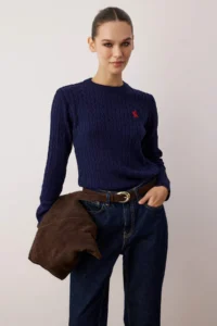 TRENDYOLMİLLA NAVY BLUE At Embroidered Hair Knitting Thin Knitwear Sweater - Image 2