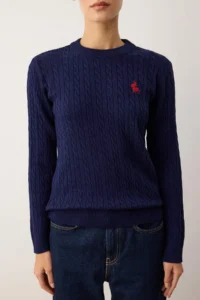 TRENDYOLMİLLA NAVY BLUE At Embroidered Hair Knitting Thin Knitwear Sweater - Image 3