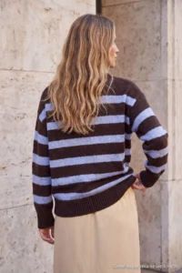 TRENDYOLMİLLA Brown Striped Wardrobe Essentials Wool Blended Premium Thread Knitwear Sweater | - Image 4
