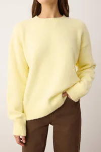 TRENDYOLMİLLA Wardrobe Essentials Yellow Wool Blended Shaggy Premium Thread Wide Pattern Knitwear Sweater | - Image 3