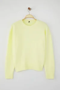 TRENDYOLMİLLA Wardrobe Essentials Yellow Wool Blended Shaggy Premium Thread Wide Pattern Knitwear Sweater | - Image 5