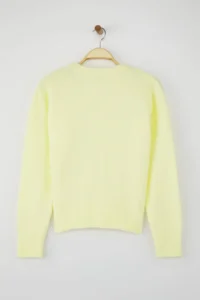 TRENDYOLMİLLA Wardrobe Essentials Yellow Wool Blended Shaggy Premium Thread Wide Pattern Knitwear Sweater | - Image 6