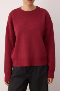 TRENDYOLMİLLA Dark Red Viscose Content Wide Pattern Basic Knitwear Sweater - Image 4
