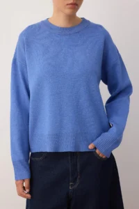 TRENDYOLMİLLA Saks BLUE Viscose Content Wide Pattern Basic Knitwear Sweater - Image 3