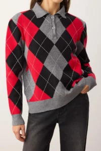 TRENDYOLMİLLA Anthracite Premium Thread/Special Thread Baklava Patterned Knitwear Sweater - Image 3