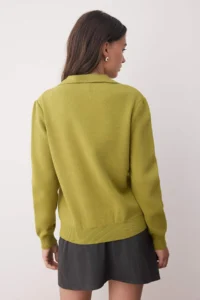 TRENDYOLMİLLA Oil Green Premium Thread/Special Thread Baklava Patterned Knitwear Sweater - Image 4