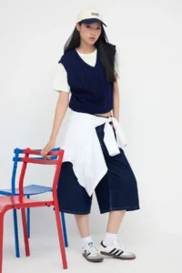 TRENDYOLMİLLA Teen NAVY BLUE 2 Sets Hair Knitting Knitwear Sweater with T-Shirt - Image 2