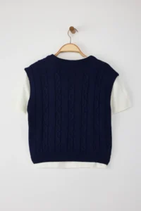 TRENDYOLMİLLA Teen NAVY BLUE 2 Sets Hair Knitting Knitwear Sweater with T-Shirt - Image 6