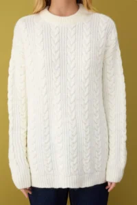 TRENDYOLMİLLA Bonnet Soft textured Wide Pattern Knitwear Sweater - Image 3