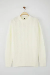 TRENDYOLMİLLA Bonnet Soft textured Wide Pattern Knitwear Sweater - Image 5