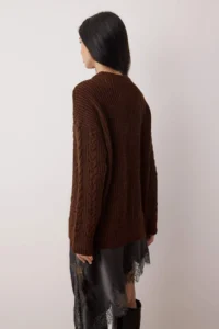 TRENDYOLMİLLA Brown Soft textured Wide Pattern Knitwear Sweater - Image 4