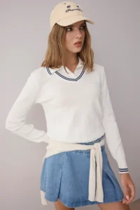 TRENDYOLMİLLA Ecru Premium Thread/Special Thread Layer/Nested Knitwear Sweater - Image 3