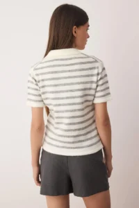TRENDYOLMİLLA Ecru Soft textured Striped Knitwear Sweater - Image 5