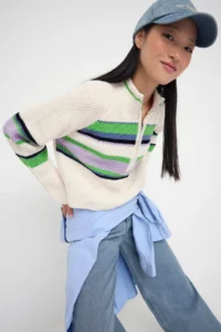 TRENDYOLMİLLA Teen Ecru Zipper Detailed Crop/Short Knitwear Sweater