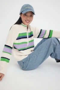 TRENDYOLMİLLA Teen Ecru Zipper Detailed Crop/Short Knitwear Sweater - Image 2