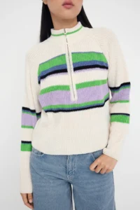 TRENDYOLMİLLA Teen Ecru Zipper Detailed Crop/Short Knitwear Sweater - Image 3