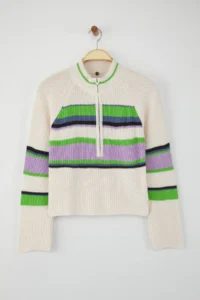 TRENDYOLMİLLA Teen Ecru Zipper Detailed Crop/Short Knitwear Sweater - Image 5