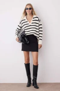 TRENDYOLMİLLA More Sustainable Ecru Soft textured Wide Pattern Knitwear Sweater - Image 2
