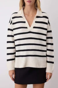 TRENDYOLMİLLA More Sustainable Ecru Soft textured Wide Pattern Knitwear Sweater - Image 3