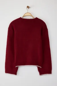 TRENDYOLMİLLA Teen Red Soft textured Patterned Knitwear Sweater - Image 6