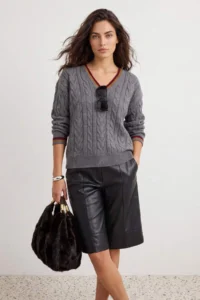 TRENDYOLMİLLA Anthracite Hair Braided College Themed Knitwear Sweater - Image 3