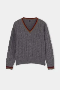 TRENDYOLMİLLA Anthracite Hair Braided College Themed Knitwear Sweater - Image 5