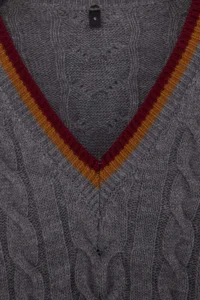 TRENDYOLMİLLA Anthracite Hair Braided College Themed Knitwear Sweater - Image 6