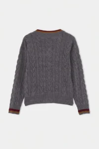 TRENDYOLMİLLA Anthracite Hair Braided College Themed Knitwear Sweater - Image 7