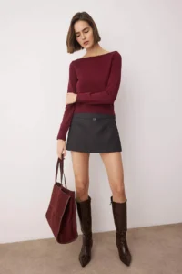 TRENDYOLMİLLA Special Collection Burgundy Premium Thread/Special Thread Trend Knitwear Sweater
