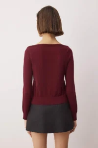 TRENDYOLMİLLA Special Collection Burgundy Premium Thread/Special Thread Trend Knitwear Sweater - Image 4