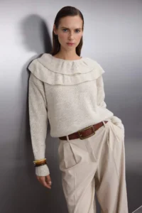 TRENDYOLMİLLA Stone Soft textured Collar Ruffle Detailed Knitwear Sweater - Image 2