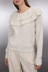 TRENDYOLMİLLA Stone Soft textured Collar Ruffle Detailed Knitwear Sweater - Image 3