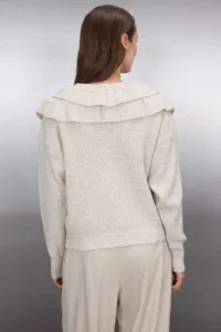 TRENDYOLMİLLA Stone Soft textured Collar Ruffle Detailed Knitwear Sweater - Image 4