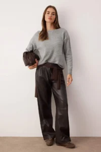 TRENDYOLMİLLA Gray*001 Soft textured Wide Pattern Striped Knitwear Sweater - Image 2