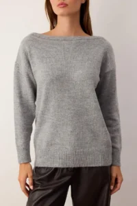 TRENDYOLMİLLA Gray*001 Soft textured Wide Pattern Striped Knitwear Sweater - Image 3