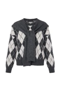 TRENDYOLMİLLA Anthracite Soft textured Wide Pattern Shawl Knitwear Sweater - Image 4
