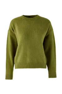 TRENDYOLMİLLA Oil Green Soft textured Wide Pattern Shawl Knitwear Sweater - Image 7