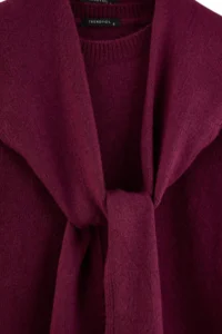 TRENDYOLMİLLA Plum Soft textured Wide Pattern Shawl Knitwear Sweater - Image 2